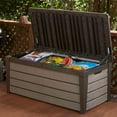 thumbnail image 5 of Keter Brushwood 120 Gallon Resin Outdoor Deck Box for Yard Tools, Brown, 5 of 10