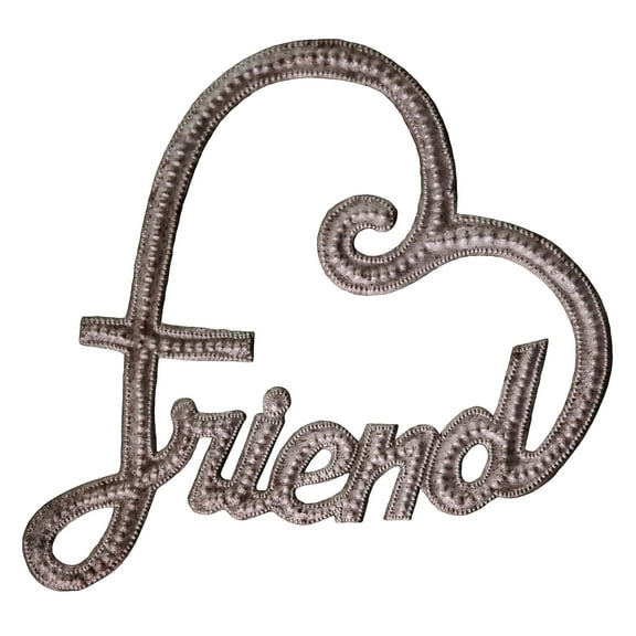 Haitian Recycled Steel Oil Drum, Metal Hanging Wall Art, 8.25" x 8.5" Friend Heart