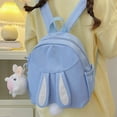 thumbnail image 4 of GobdXE Back To School Unisex Student Solid Nylon 3D Bunny Ear Mini Backpack Fluffy Plush Tail Lightweight Casual Daypack Size:One Size, 4 of 4