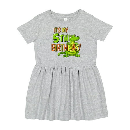 

Inktastic It s My 5th Birthday with Cute Green Alligator Girls Toddler Dress