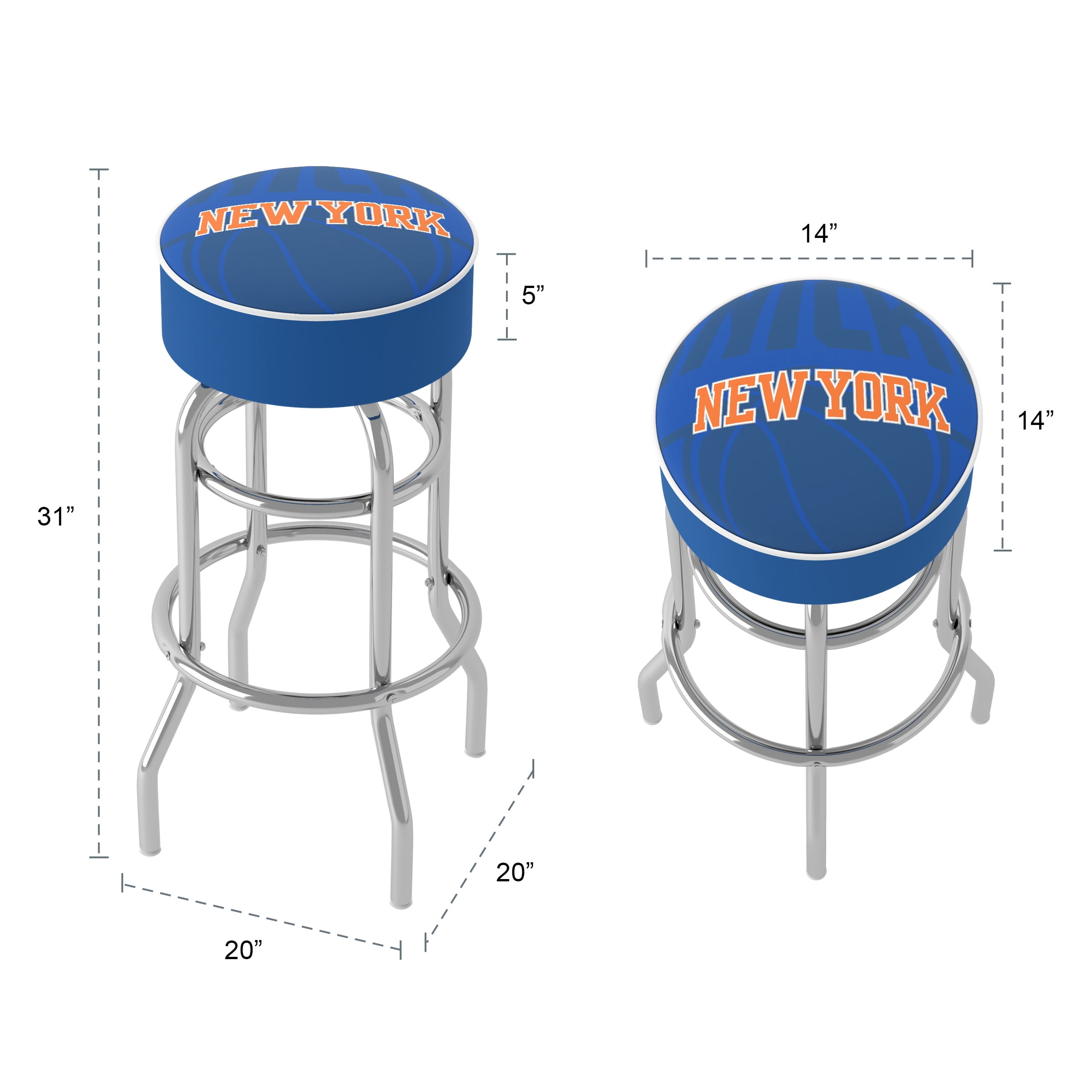 Trademark Gameroom New York Knicks Fade Bar Stool with Padded Seat