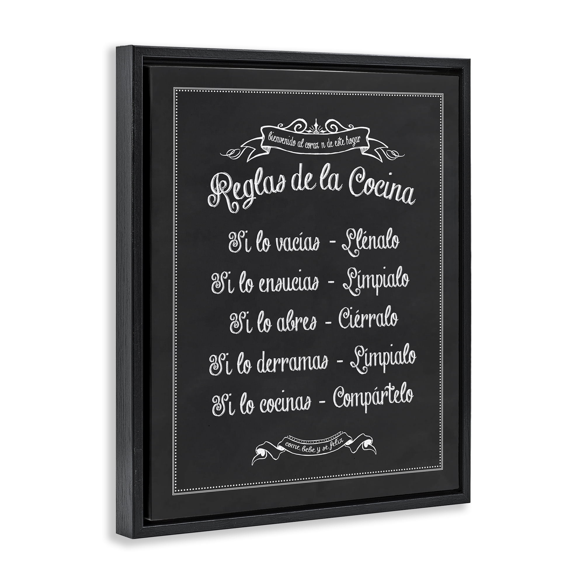 Stupell Industries Reglas de la Cocina Food & Beverage Painting Black Floater Framed Art Print Wall Art, 17 x 21