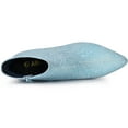 thumbnail image 4 of Botines De Tobillo Tacón Grueso Con Punta Puntiaguda De Brillo Para Mujer Azul 40, 4 of 7