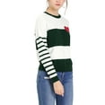 thumbnail image 4 of MODA NOVA Junior's Striped Color Block Crew Neck Knitted Sweater Beige Green M, 4 of 5