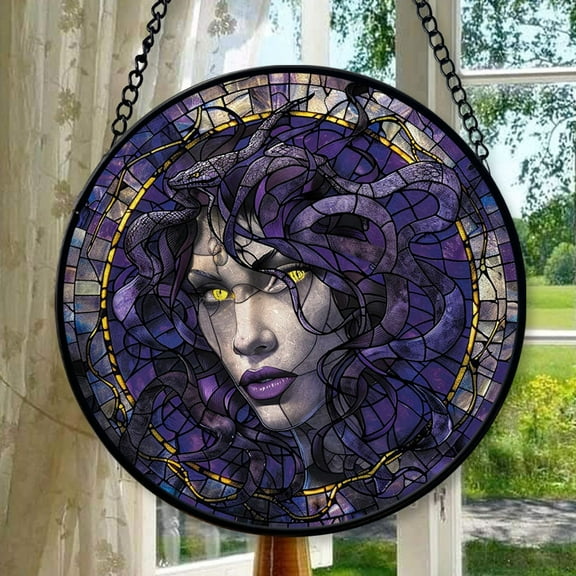 Medusa Stained Glass Window Hanging,Hummingbird Sun Catchers Indoor Window Decor,Suncatchers for Windows Hanging, Stained Glass suncatcher Gifts for Women, Christmas, Stained
