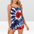 thumbnail image 2 of YWDJ Sleepwear for Women Shorts and Tops American Flag Lace Lightweight Plus Size Tie-Dye Sleeveless Tank Tops 2 Piece Shorts Pajamas XL Blue, 2 of 5