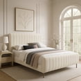 thumbnail image 2 of Meridian Furniture Zara Contemporary Cream Velvet Queen Bed, 2 of 15