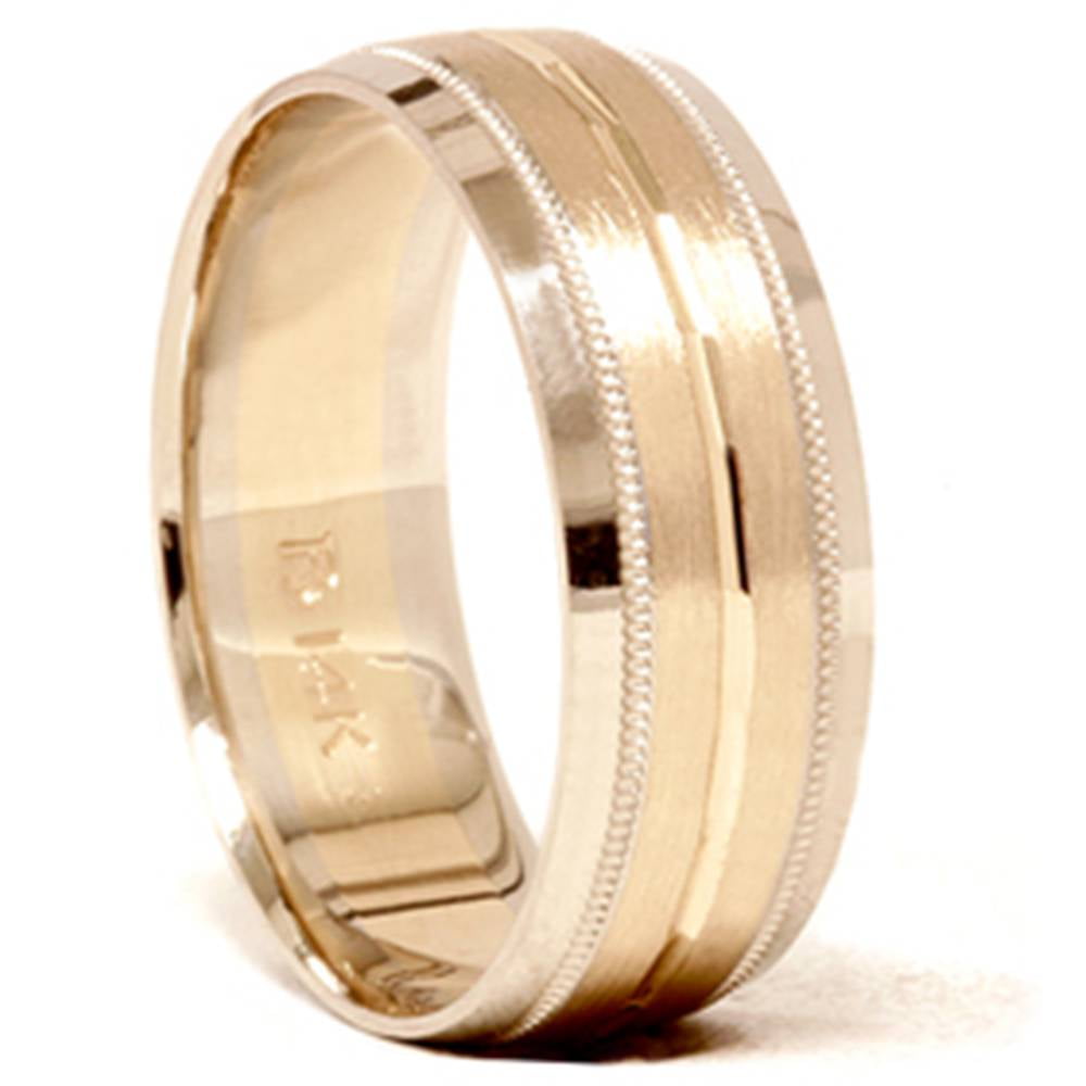 Mens 14k Gold 8mm Comfort Fit Two Tone Wedding Band Walmart Canada
