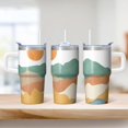 thumbnail image 2 of Double Wall 20oz Geometric Design Tumbler with Handle, Insulated Stainless Steel Travel Coffee Mug Leak Proof Texture, 2 of 5