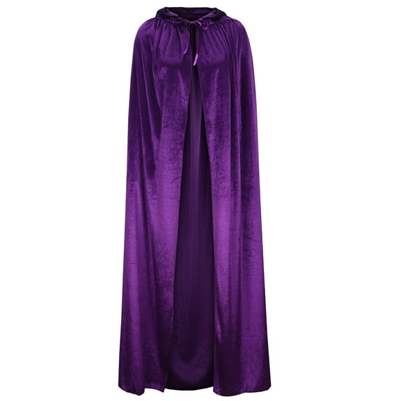 Odeerbi Cloak With Hood Women Festival Casual Party Solid Retro Gothic Cloak Stage Outfit Top Blue