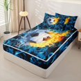 thumbnail image 2 of Homewish Soccer Theme Zipper Twin Comforter Sets with Fitted Sheet and 2 Pillowcases,Boys Ball Sport Zipper Bedding Set For Kids,Black Reversible,4-Piece, 2 of 7