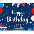 thumbnail image 3 of Happy Birthday Banner with Balloons Cakes and Stars Background Party Decoration for Birthday Party Photography Props and Event Backdrop, 3 of 7
