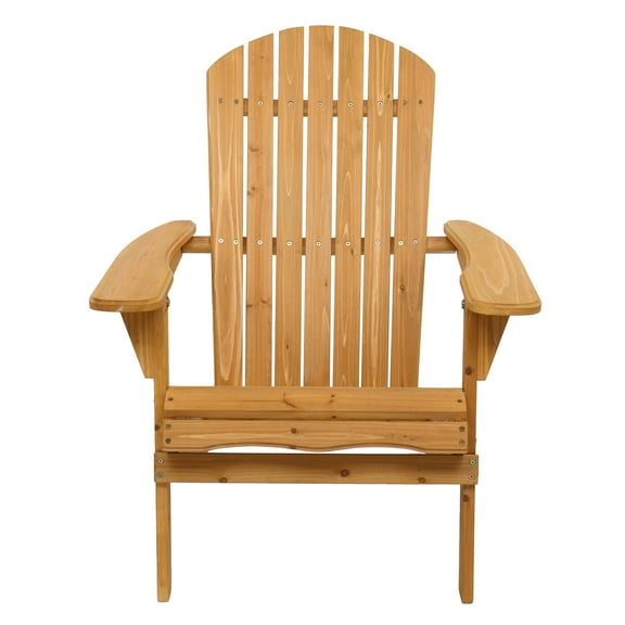 Adirondack Chair, Folding Wooden Lounger Chair, All-Weather Patio Chair for Fire Pit/Garden/Fish Natural