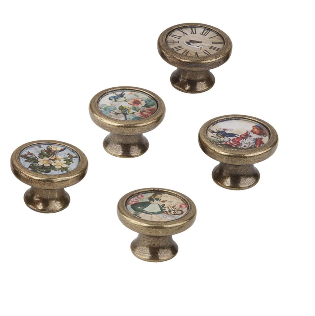 Axioma 7x Drawer Knob Polished Brass Cabinet Knobs, Vintage Dresser Handle for Cupboard