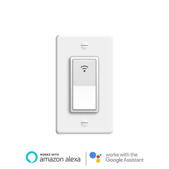 Tuya Smart WiFi Push Light Switch,White,118mm,10A,with Alexa, Google Assistant, Neutral Wire Required, Schedule Setting APP Remote Control Timer, 2.4GHz Wi-Fi (1-Gang)