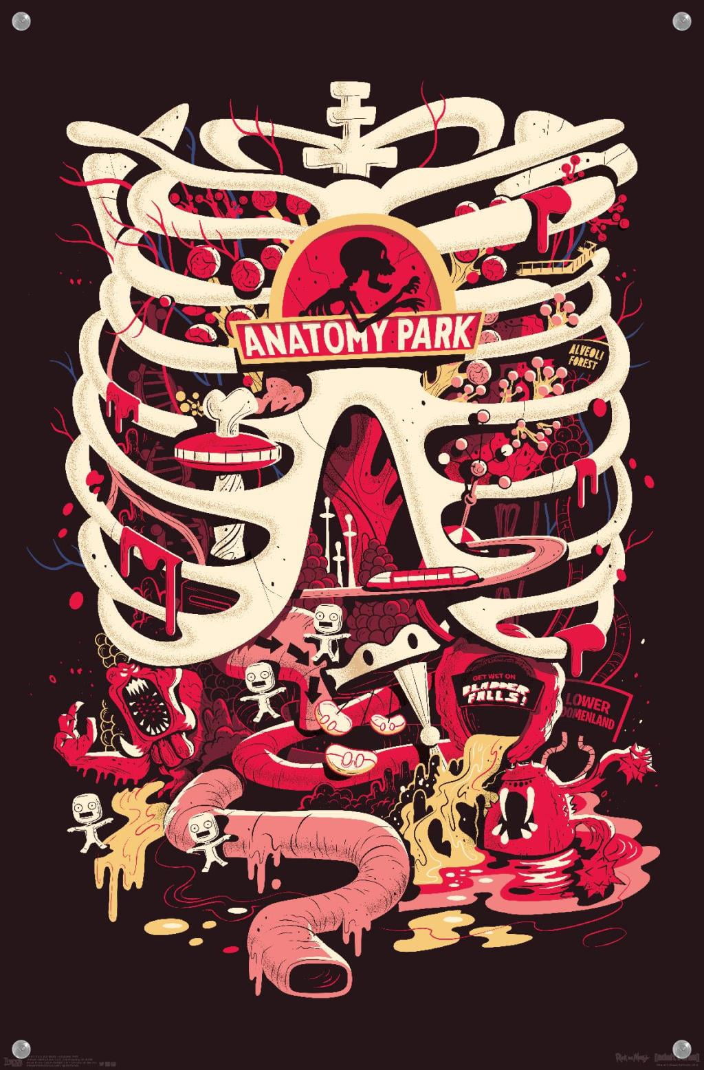 Rick And Morty - Anatomy Park Wall Poster with Push Pins, 14.725" x 22.375"