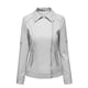 thumbnail image 2 of Pntutb, cárdigan de cuero con cremallera sólida a la moda para mujer, con bolsillo, abrigo corto, chaqueta, liquidación Pntutb Pntutb-351, 2 of 7