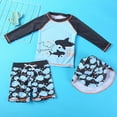 thumbnail image 2 of Godom Toddler Boy Bathing Suit Long Sleeve Swim Shirts Trunks 2 Piece Quick Dry Sets Beachwear Bathing Suit, 2 of 4