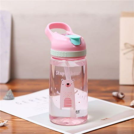 Sippy Cup Top For Water Bottles Fancyleo 450ml Baby Kids Children School Feeding Drinking Cup Water Bottle Straw Bottle Sippy Suction Cup Water Milk Juice Cup ()