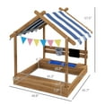 thumbnail image 2 of YIYADO  Wooden Sandbox with Shade Canopy & Playhouse Design, Brown, 2 of 6