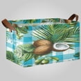 thumbnail image 2 of 2Pack Waterproof Foldable Storage Basket Medium, Metal Frame & Hollow Board Support, for Clothes and Toy Organization Palm Leaves and Coconuts, 2 of 8