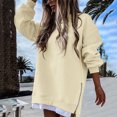 thumbnail image 4 of Ltctricy Sweatshirts Dress for Women Casual Long Sleeve Crewneck Mini Dress Oversized Loose Side Slits Zipper Pullover Dress, 4 of 7