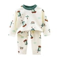 thumbnail image 2 of Amidoa Girls 2 Piece Outfits Fall Winter Clothes Soft Print Long Sleeves Top and Casual Pants Kids Clothing Sets Green Size 6 Years, 2 of 7