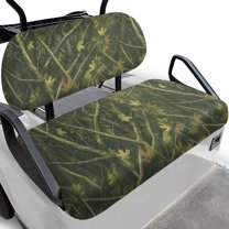 FUIALDOLG 2PCS Golf Cart Seat Covers, Green Hunting Camo Print Breathable Front and Rear Seat Cushion Cover Fits for Ezgo Club Car Golf Cart Original Regular Seats, No Stapler