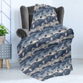 thumbnail image 4 of Fish Soft Flannel Fleece Throw Blanket, Inspired Geometric Aquarium Geometric Pattern Cartoon Style, Cozy Plush for Indoor and Outdoor Use, 60" x 80", Slate and Cadet Blue Tan, by Ambesonne, 4 of 5