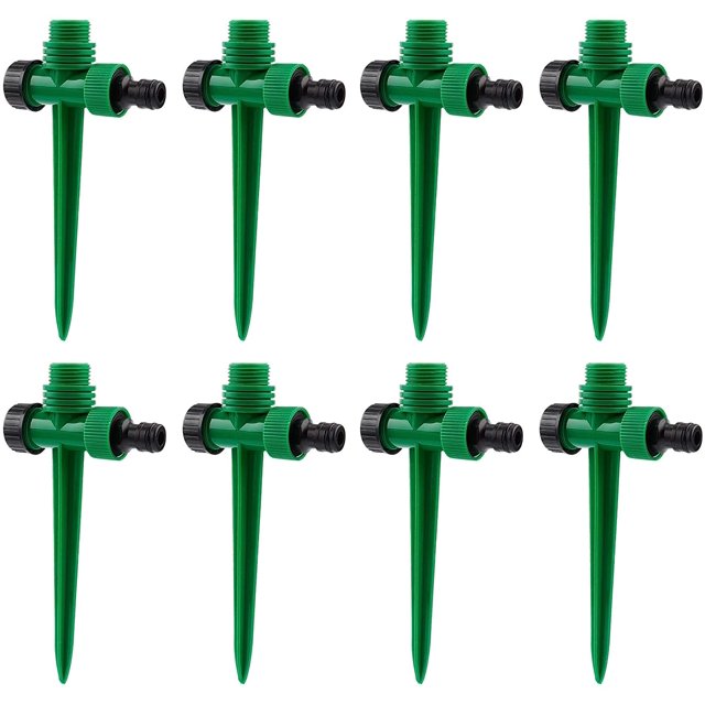 Aspersor de césped, 8 juegos de sistema de riego ajustable, base de punta de aspersor de césped de 8 "x 4" para riego de césped, viveros y plantas