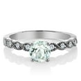 thumbnail image 2 of Gem Stone King 925 Sterling Silver Ring Round Sky Blue Aquamarine and Moissanite (0.87 Cttw, Size 7), 2 of 2