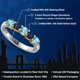 thumbnail image 2 of Gem Stone King 925 Silver and 10K Yellow Gold Swiss Blue Topaz and Blue Sapphire Wedding-Bands Ring for Women | 1.04 Cttw | Round 3.5MM | Gemstone November Birthstone | Size 9, 2 of 6