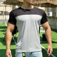 thumbnail image 2 of Timoontee Men's Casual Solid-Color Round-Neck Pullover T-shirt Short-Sleeve Top Blouses Shirts Gray XXL, 2 of 5