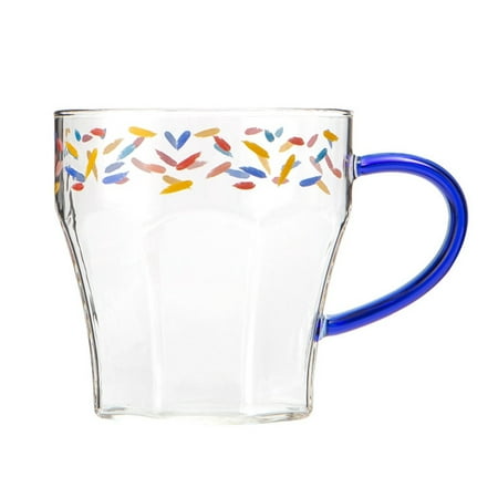 

Nordic Transparent Water Cup with Blue Handle High Temperature Resistance Milk Cups Coffee Tea Whiskey Wine Glasses