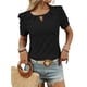thumbnail image 1 of Blusas Casuales de Verano para Mujer, con Bordados Huecos, de Corta, Color Negro, Talla M, 1 of 10