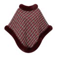 thumbnail image 2 of Puyaiuu Women Tweed Faux Fur Trim Cape Poncho Winter Warm Outerwear Shawl Wine Free Size Gift, 2 of 9