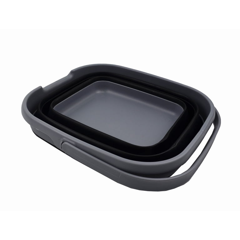SAMMART Collapsible Rectangular Handy Basket Set Of 2 - 10L (2.6 Gallon) Capacity, Grey 5 thumbnail image