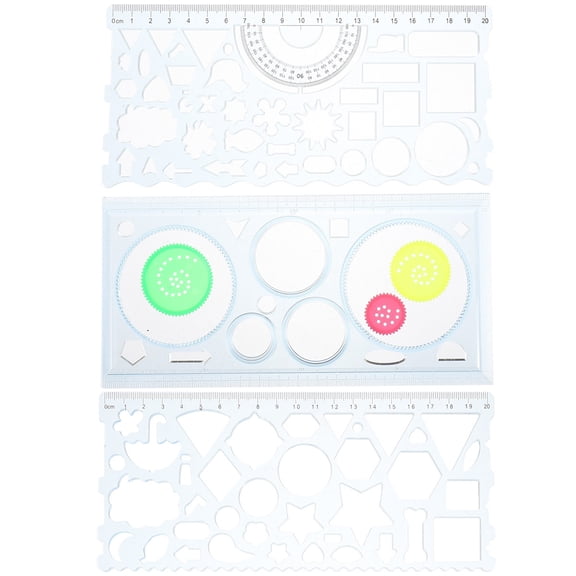 DECORNIJIA 3Pcs Stencil Party Favor Assorted Color Geometric Drawing Tool Kids Learning Activities 7.9 x 3.9 x 0.039 in