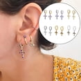 thumbnail image 3 of 2 uds pendientes de aro cruzado Ins pendientes de cristal joyería hipoalergénica de Metal para encontrar mujeres viajes diarios fiestas boda Ropa, zapatos y accesorios Miscelánea Oro Púrpura Qarigey AP016560-01, 3 of 6
