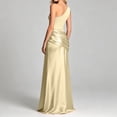 thumbnail image 6 of Wsysadlol Summer Dress Women Solid Satin Bodycon Midi Dress Asymmetric One Shoulder Ruched Slim Fit Dress Elegant Evening Party Gown Formal Dress, 6 of 7