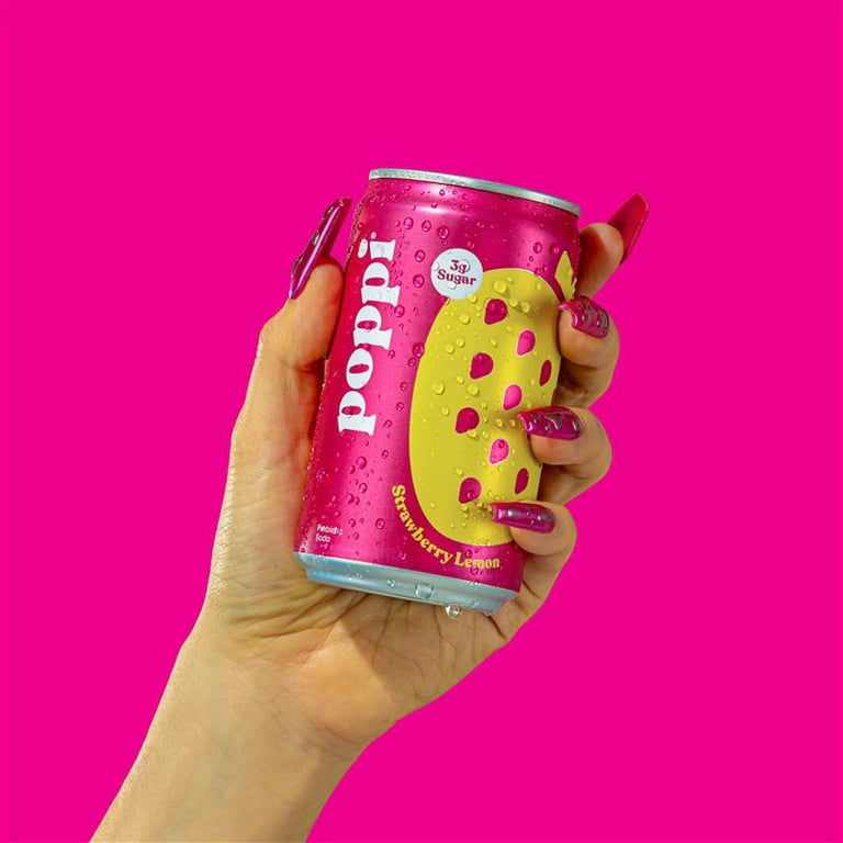 poppi Strawberry Lemon Prebiotic Soda Mini Can, 7.5 fl oz, 6 Pack