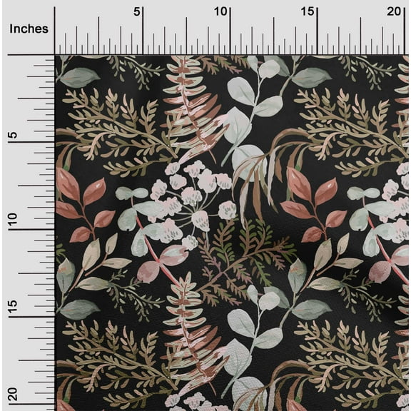 oneOone Cotton Jersey Black Fabric Leaves Sewing Craft Projects Fabric Prints By Yard 58 Inch Wide