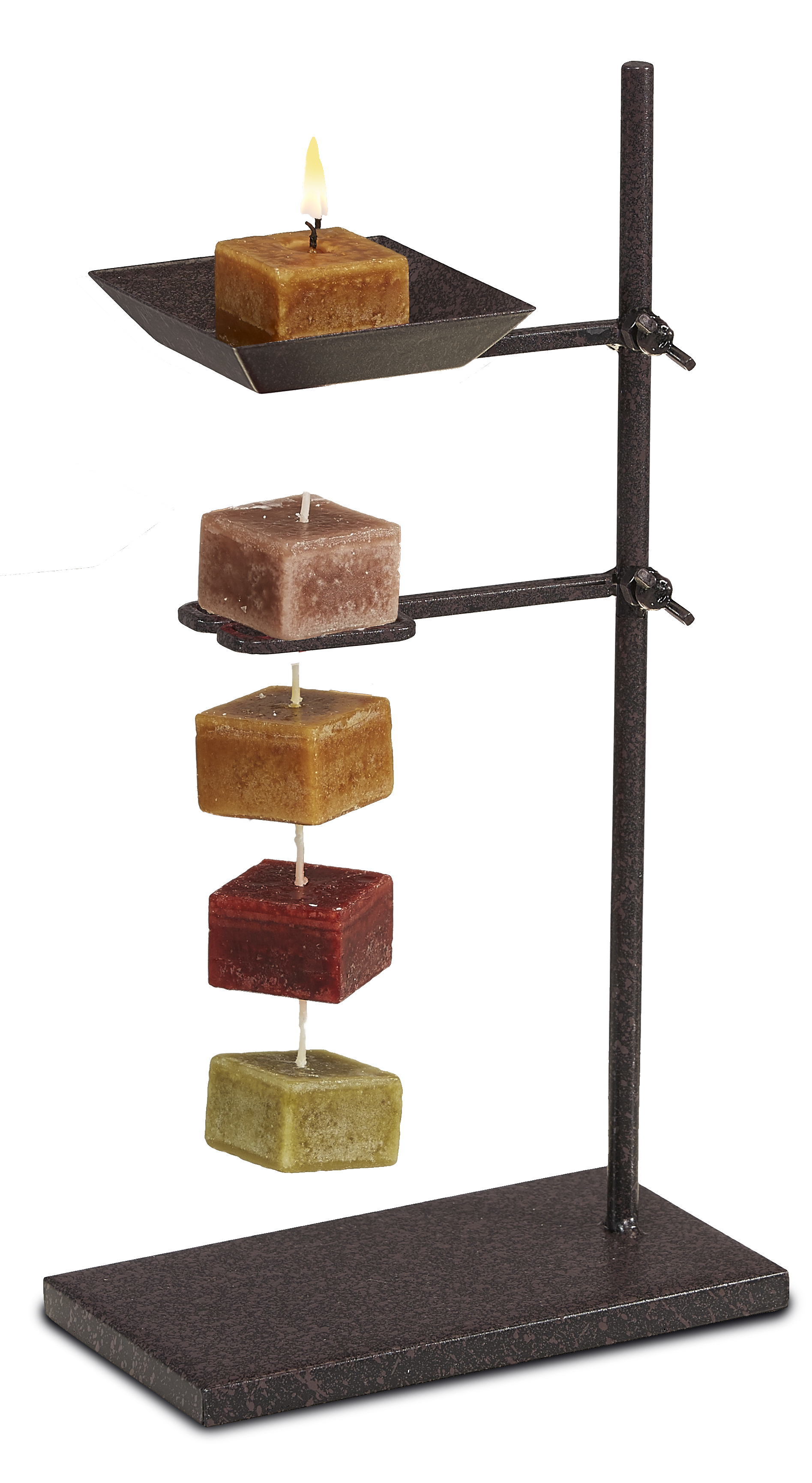 Set of 2 Bronze Metal Tower Candle on Rope Holders 13.5”