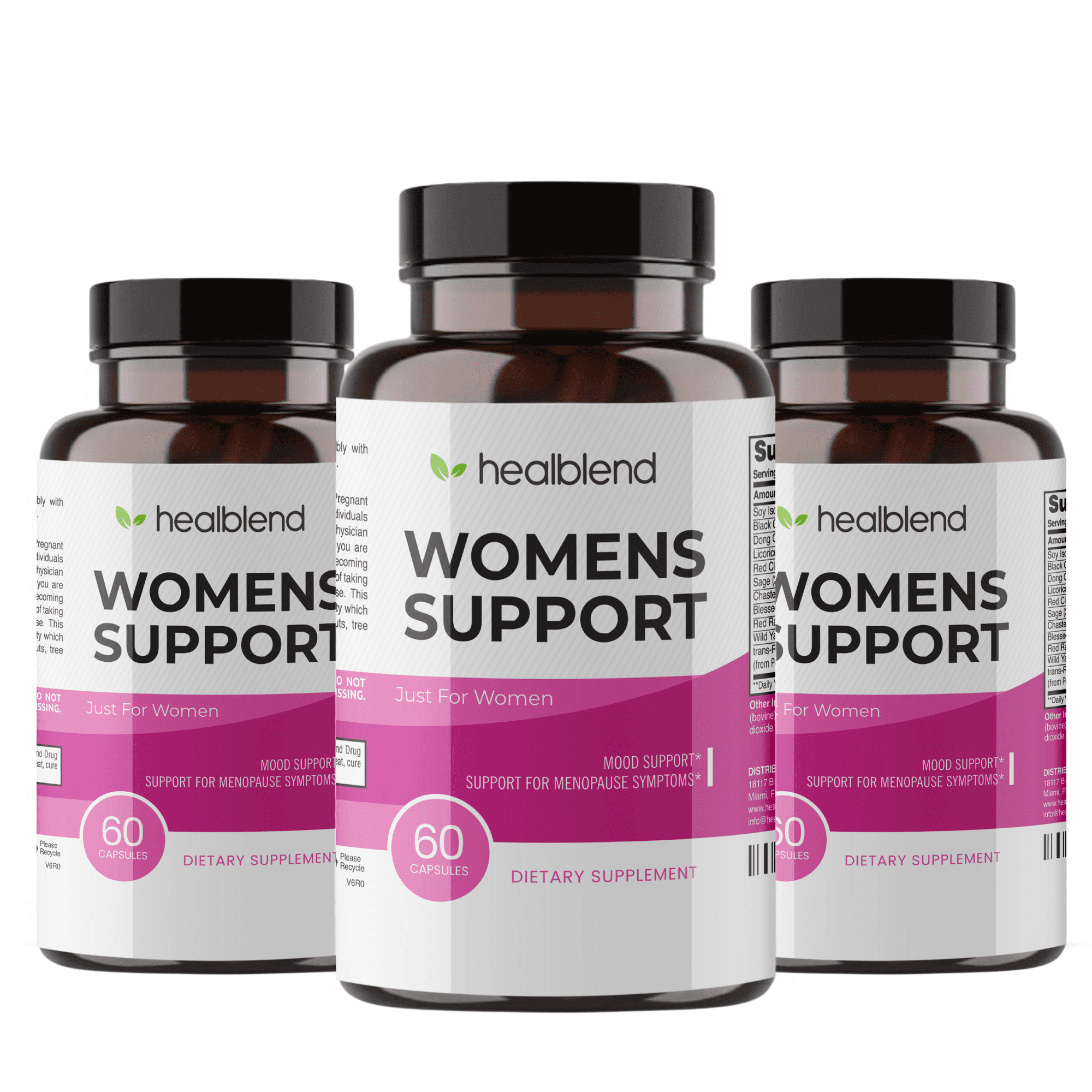 Healblend Women's Support Supplements - Reduces Menopause Symptoms, Hormonal Balance, Promote Healthy Mood - 60 Capsules (3 Pack)