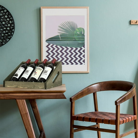 Wine Rack Rustic Wood Wine Bottle Holder 4 Bottles Countertop Wine Racks Storage