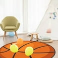 thumbnail image 6 of Basketball Rug, Non Slip Bedroom Carpet, Orange Basketball Shaped Floor Mat for Living Room Decor, Soft Low Pile Polyester Rug with Rubber Backing, Modern Small Runner 32x32 Inch, 6 of 6