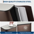 thumbnail image 5 of Kitchen Trash Can, 5.3 gal Stainless Steel Garbage Can with Soft Close Lid Foot Pedal & Removable Inner Bucket, Rectangular Step On Waste Bin for Office Bedroom (Matte Brown) 12L, 5 of 6
