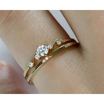 vylahjewellery Classic 10k Rose Gold Ring 1.50 CT Round Cut Moissanite Delicat Engagement Wedding Ring