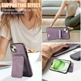 thumbnail image 6 of for iPhone 15 Plus Wallet Case with Shoulder Lanyard Strap, Crossbody Phone Case with Card Holder Slots for Women Girls, Luxury PU Leather Flip Stand Purse Cover Shockproof Case, Purple, 6 of 9