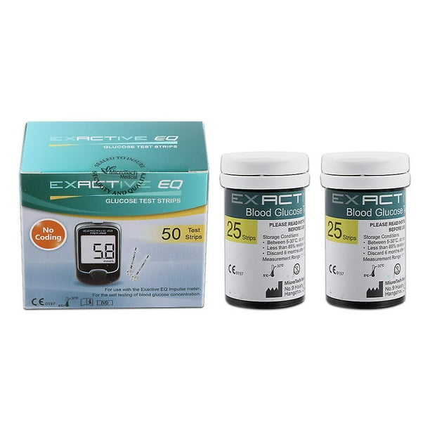 50 tiras y amperio; Tiras de prueba para diabéticos de aguja, lancetas para Monitor de azúcar en sangre, glucómetro, medidor de glucosa para Diabetes, accesorios médicos Feliz Sencillez